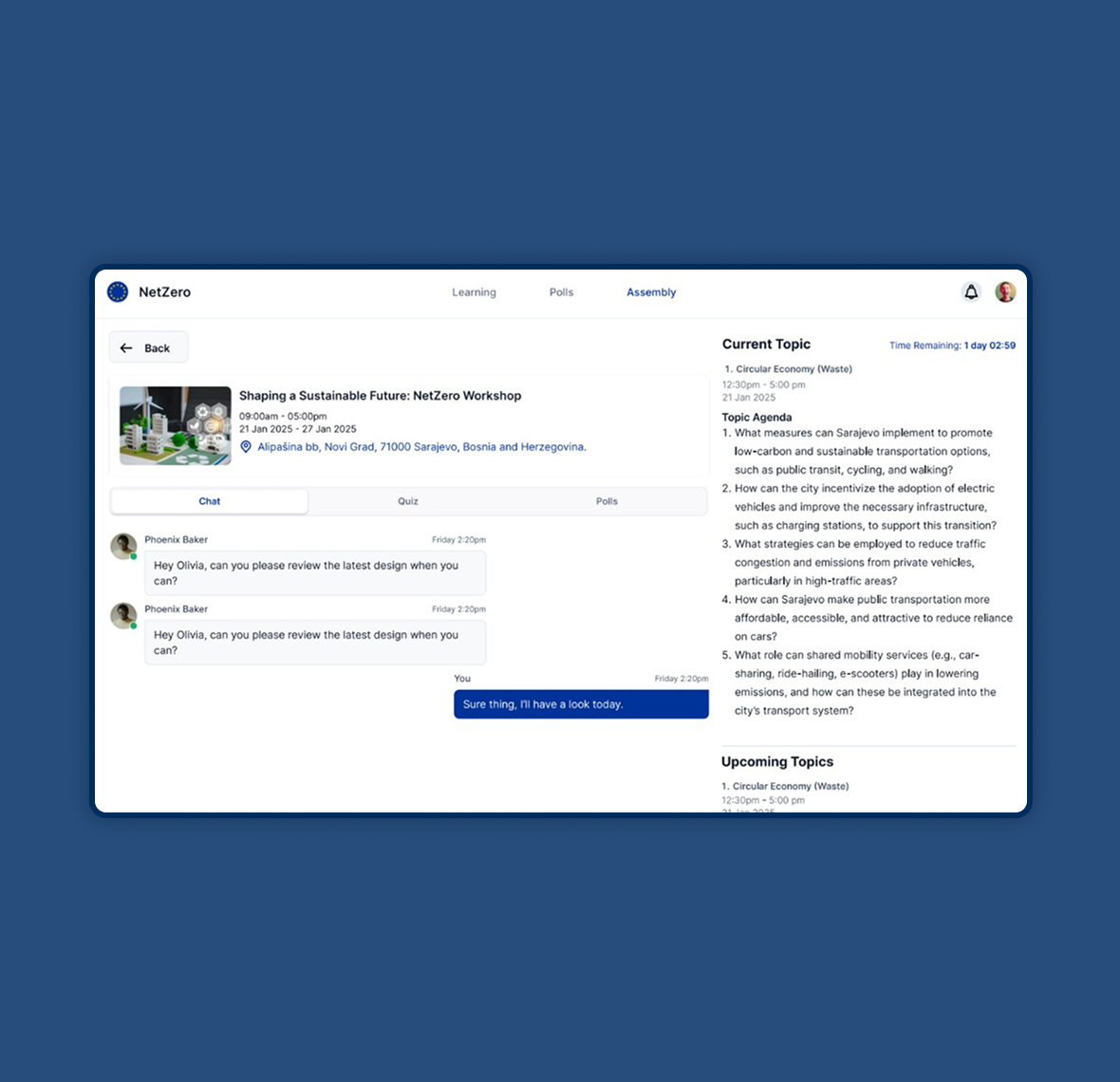 Citizen Assembly Digital Platform – Net Zero Sarajevo Interface 4